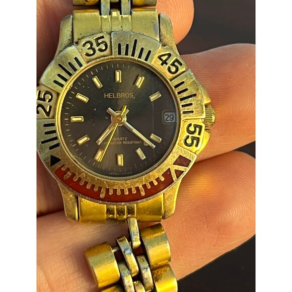 VTG Helbros Quartz Watch Two Toned Water Resistant Not Tested Read - Picture 2 of 7